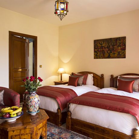 Hotel Quieta Standardzimmer Schlafzimmer Blick in ein Schlafzimmer