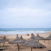 Sonnenschirme Liegen Strand Agadir