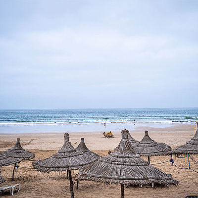 Sonnenschirme Liegen Strand Agadir