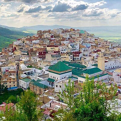 Blick Heilige Stadt Moulay Idriss