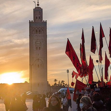 Blick auf Minarett der Koutoubia-Moschee