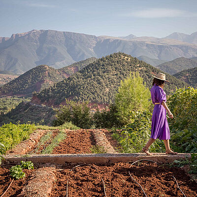 Kasbah Bab Ourika Ausblick auf die Berge