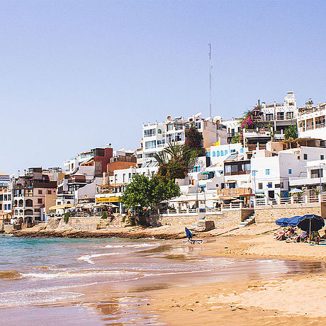 Blick auf den Strand von Taghazoute