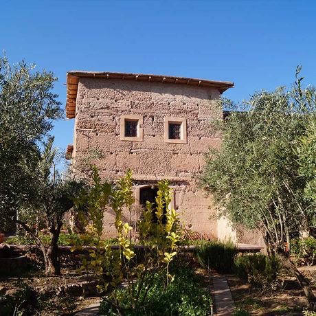 Blick auf den Garten in der Kasbah Timdaf